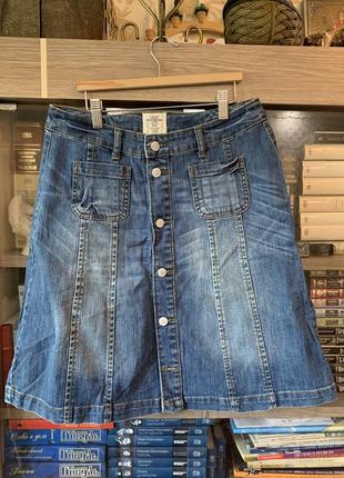 Юбка джинсовая трапеция р 38 h&m швеция джинс стрейч