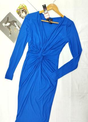 Дизайнерское платье от gok wan синее с рукавами5 фото