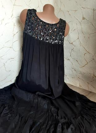 Сарафан платье сукня вискоза чёрная верх вышит пайетками,54-563 фото