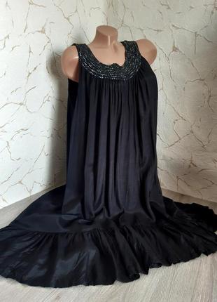 Сарафан платье сукня вискоза чёрная верх вышит пайетками,54-56