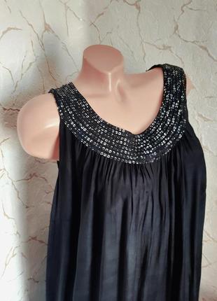 Сарафан платье сукня вискоза чёрная верх вышит пайетками,54-562 фото