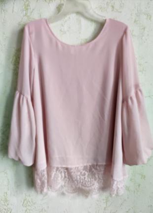 Piazza italia блуза чайная роза гипюр кружево /530/