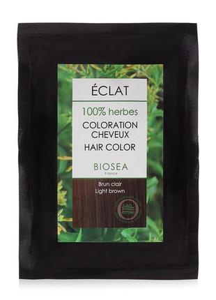 Фарба для волосся biosea eclat 100% трав "світло-каштановий", 100 г