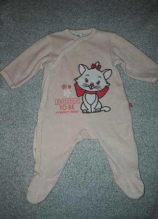Велюровый розовый человечек disney на 0-3 мес