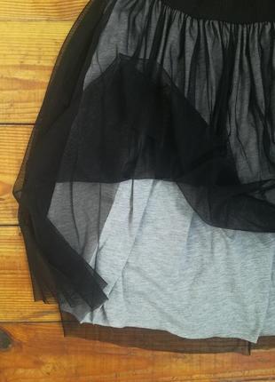 Юбка на резинке, черная, с фатином5 фото