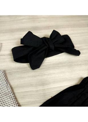 Комплект для дівчинки ошатний чорний строгий класичний блуза + спідниця ( штани )+ пов'язка4 фото