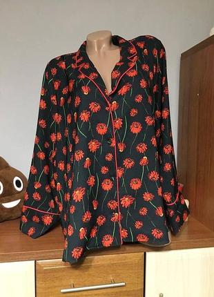 Кофта-пижама h&m 58,60/блуза ночная рубашка/блузка/сорочка черная5 фото