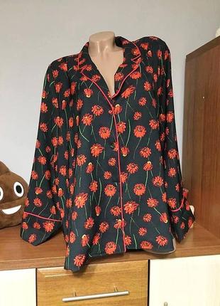 Кофта-пижама h&m 58,60/блуза ночная рубашка/блузка/сорочка черная