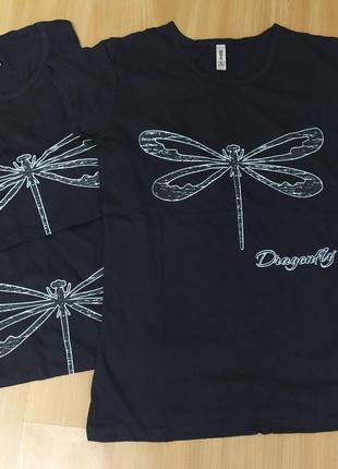 Трендовая базовая черная футболка dragonfly
