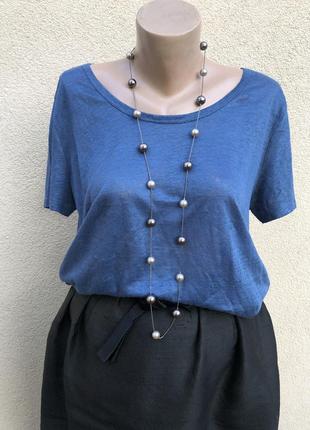 Лен100%,синя,трикотаж блуза,футболка,кофточка,преміум бренд,united colors of benetton