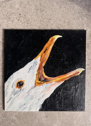 Картина маслом 20*20 чайка