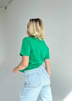 Базова футболка колір зелений4 фото