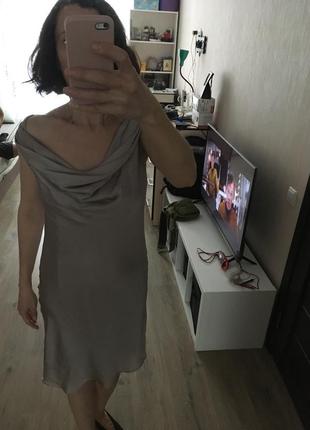 Фирменое шелковое платье в бельевом стиле от  h&m