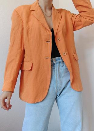 Льняной пиджак оранжевой жакет лен united colors of benetton пиджак лен блейзер оранжевый4 фото