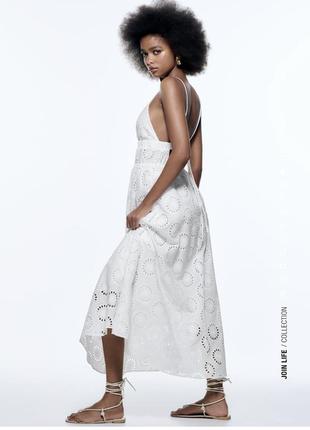 Платье вышитое сарафан с вышивкой длинный zara оригинал5 фото