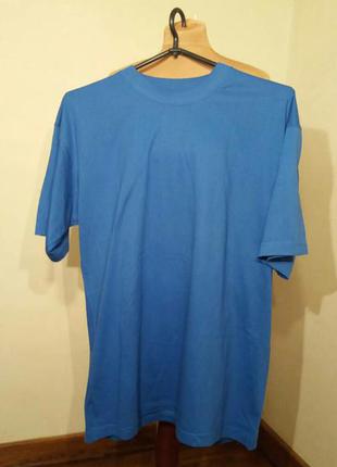 Футболка мужская голубая с желтым принтом basic wear