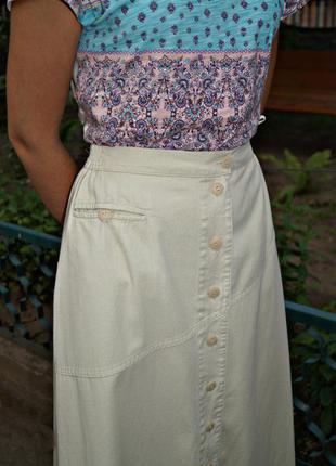 Стильная летняя женская юбка макси на пуговицах3 фото