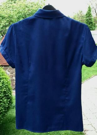 Синяя рубашка с коротким рукавом.2 фото