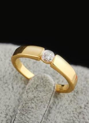 Позолоченное кольцо с фианитом4 фото
