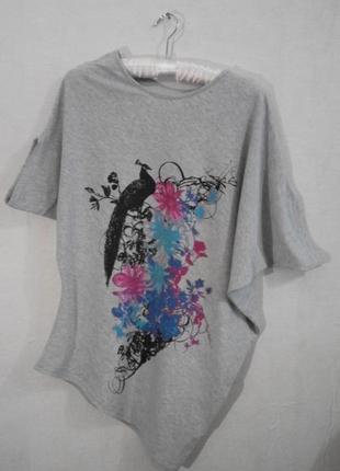 Ассимитричная футболка блуза туніка s/m