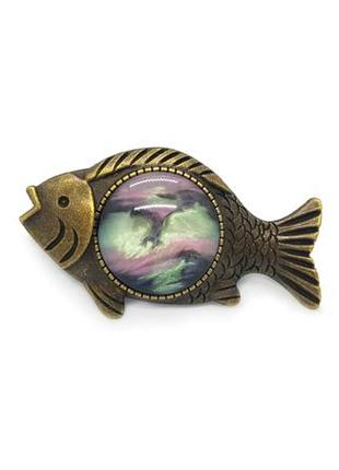 🐟✨ оригинальная брошь "рыба" в винтажном стиле халиотис
