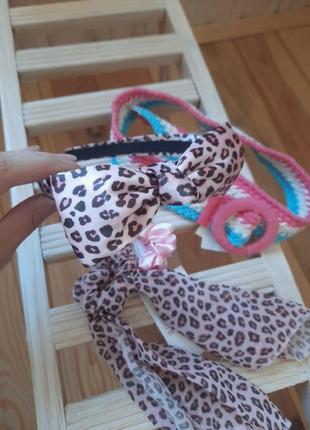 Обруч з бантом гумка леопард пояс ремінь для дівчинки