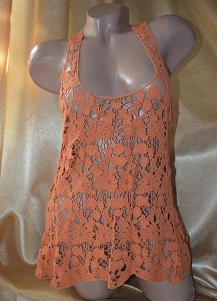 Шикарна ажурна маєчка оранжевого кольору