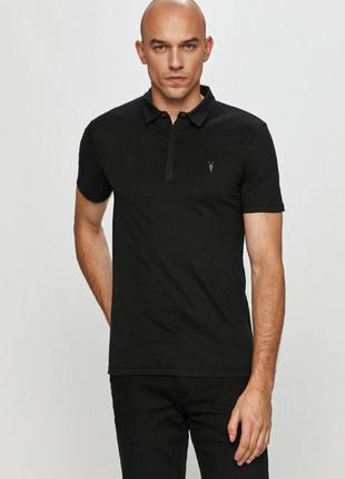 Брендовая черная фирменная футболка поло allsaints оригинал