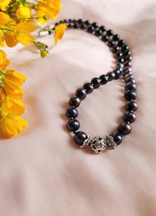 Стилизованная украинская традиционная ожерелье-обранная из натуральных темных жемчужин этно ожерелье коралла