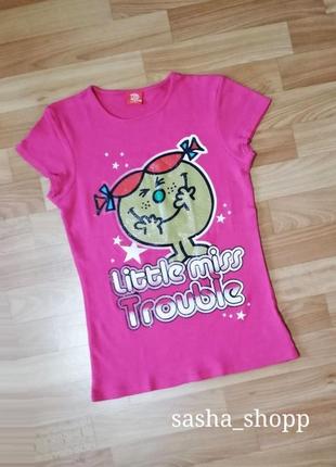 Розовая хлопковая трикотажная футболка с рисунком