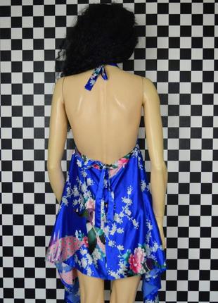 Сукня атласна асиметрична синя плаття сарафан3 фото