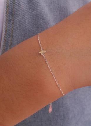 Браслет серебряный молния в стиле минимализм из серебра 925 пробы, длина 15+3 см