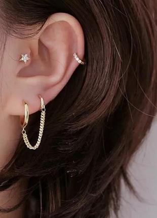 Трендовая серьга, моносерьга, сережки в стиле zara