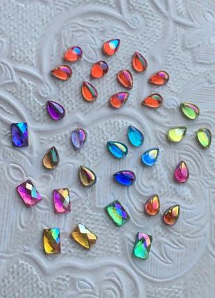 Декор декоративные разноцветные бусины бусинки камни стразы камушки фигурки перламутровые стеклянные капли капельки для дизайна ногтей маникюра1 фото
