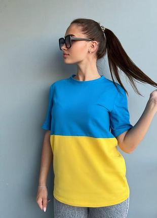 Патриотическая качественная футболка женская, флаг украины футболка, сине-желтая для настоящих украинцев3 фото