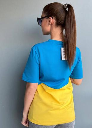 Патриотическая качественная футболка женская, флаг украины футболка, сине-желтая для настоящих украинцев2 фото