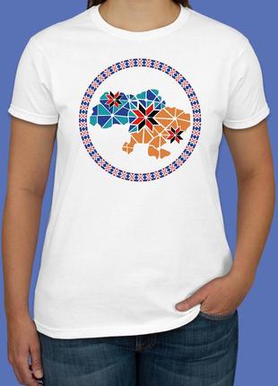 Футболка белая с принтом "карта украины (орнамент)" push it