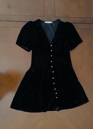 Бархатное короткої платье zara