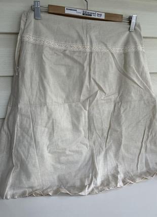 Льняная юбка лен натуральный кружево с вышивкой  fransa3 фото