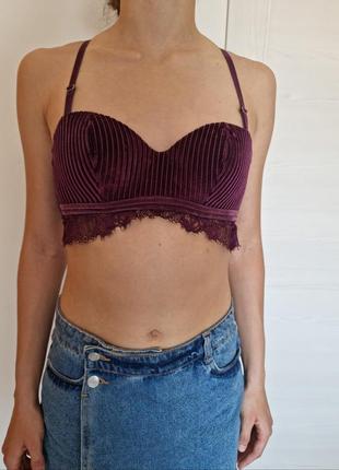 Intimissi балконет 75b велюровый бархатный бархатный push-up лиф бюстгальтер