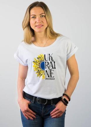 Футболка патріотична біла жіноча 52 розмір, кулір
