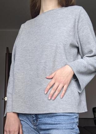 👚кофта меланж в рубчик з необробленим краєм zara p-p m