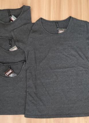 Базовая однотонная футболка турция темно-серый меланж1 фото