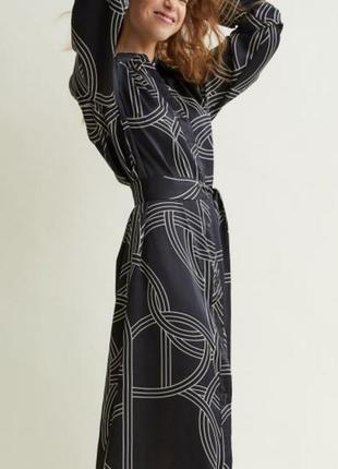 Платье миди с поясом из струящегося шёлка h&m original3 фото