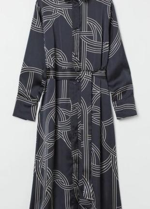 Платье миди с поясом из струящегося шёлка h&m original5 фото