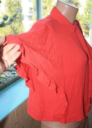 Скидка! стильная укороченная блуза рубашка с интересными рукавами2 фото