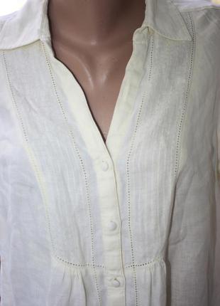 Скидка! базовая льняная рубашка блуза с коротким рукавом 100% лён2 фото