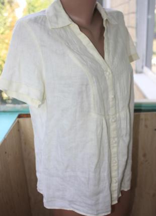 Скидка! базовая льняная рубашка блуза с коротким рукавом 100% лён3 фото