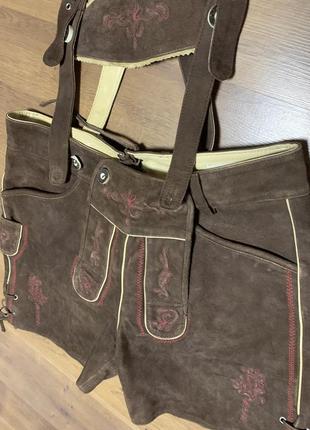 Ледерхозе нубук кожа натуральная винтаж баварские шорты на лямках октоберфест2 фото