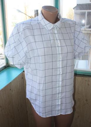 Скидка! стильная лёгкая хлопковая рубашка в клетку с коротким рукавом6 фото